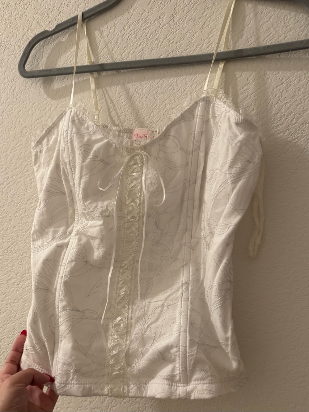 Cream Lace-Up Corset Cami